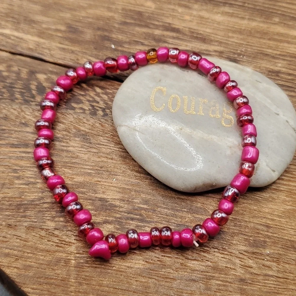 B3128 ruby seed beaded bracelet‎